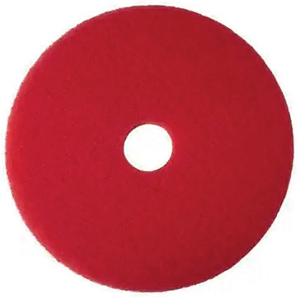 3M Buffing Floor Pad, 355mm, Red, Pack of 5
