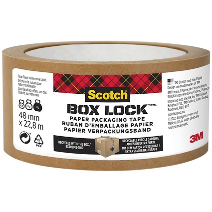 Scotch Box Lock Paper Packaging Tape, 48x22.8m, Brown Scotch Box Lock Paper Packaging Tape, 48x22.8m, Brown
