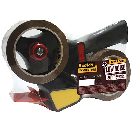 Scotch Tape Dispenser Kit, 1 x Dispenser, 2 x Buff Packing Tape 50mmx60m