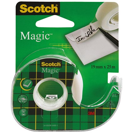 Scotch Magic Tape and Dispenser, 19mm x 25m, Pack of 12