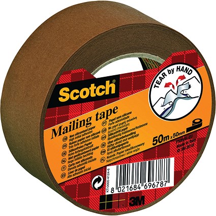 Scotch Paper Brown Mailing Tape 50mmx50m Non-Siliconised P.5050.S