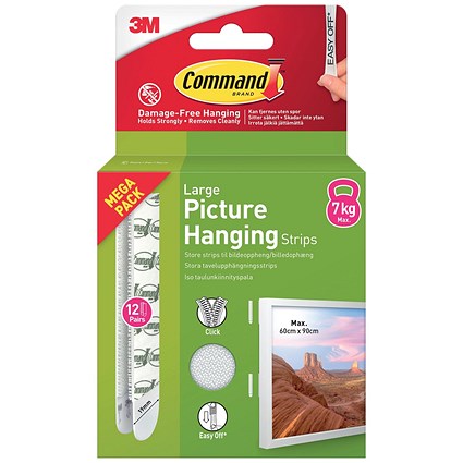 Command Picture Hanging Strips 12 Pairs Large White (Pack of 24)