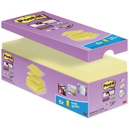 Post-it Super Sticky Z-Notes Value Pack, 76 x 76mm, Yellow, Pack 20 x 90 Z-Notes