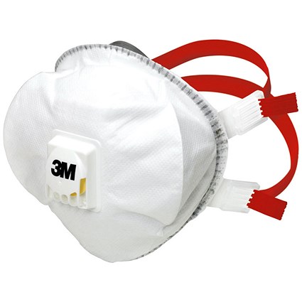 3M 8835+ P3V R Valved Mask, White, Pack of 5