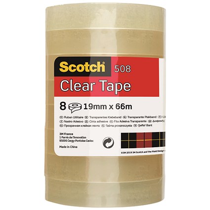 Scotch Self Adhesive Tape 19mm x 66m Clear (Pack of 8)