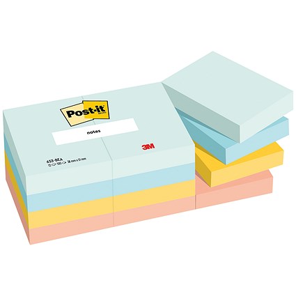 Post-it Notes, 38 x 51mm, Beachside, Pack of 12 x 100 Notes Post-it Notes, 38 x 51mm, Beachside, Pack of 12 x 100 Notes