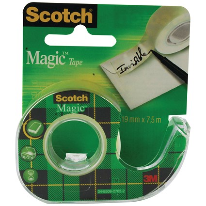 Scotch Magic Tape and Dispenser, 19mm x 7.5m, Pack of 12