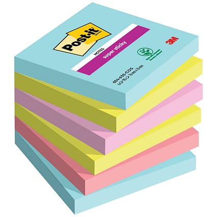 Post-it Super Sticky Notes, 76 x 76mm, Cosmic, Pack of 6 x 90 Notes Post-it Super Sticky Notes, 76 x 76mm, Cosmic, Pack of 6 x 90 Notes