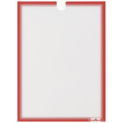 Durable Self Adhesive Document Holder, A4, Red, Pack of 5
