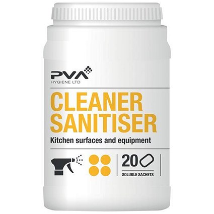 PVA Cleaner Sanitiser Kitchen Surface & Equipment Sachets [Pack 20]