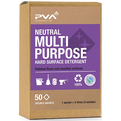 PVA Neutral Multi-purpose Hard Surface Detergent Sachets, 50 Sachets