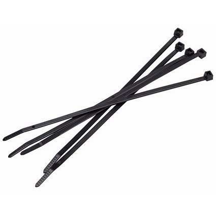 Cable Ties, Small, 100mm x 2.5mm, Black, Pack of 100