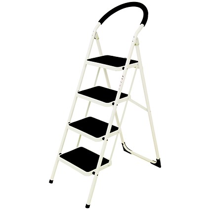 Step Ladder, 4 Tread, White Frame