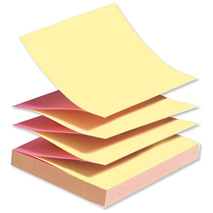 Post-it Z Notes 76x76mm Pink and Yellow Ref R33On [Pack 6]