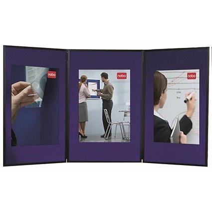 Nobo Showboard Desktop Display / 3 Panels / Blue & Grey