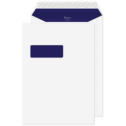 Blake Pure Premium Envelopes C4 Super White Wove Pocket Window Peel and Seal 120gsm 324x229mm (Pack 250) -