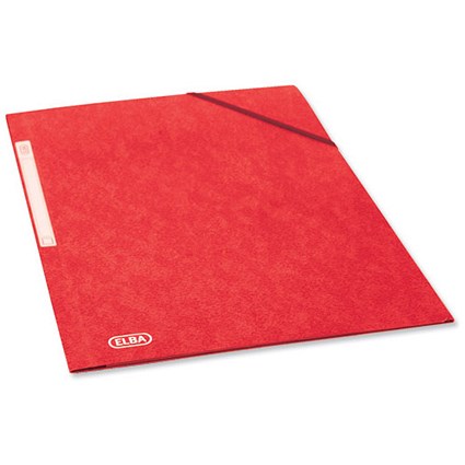 Elba Eurofolio Elasticated Folders / 3-Flap / Foolscap / Red / Pack of 10