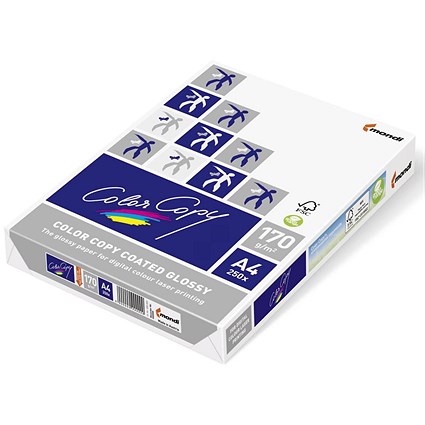 Color Copy A4 Glossy Paper, White, 170gsm, 250 Sheets