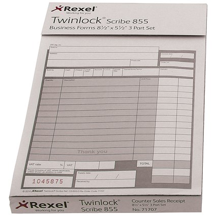 Twinlock Scribe 855 Goods Received Business Form, 3-Part, Pack of 75