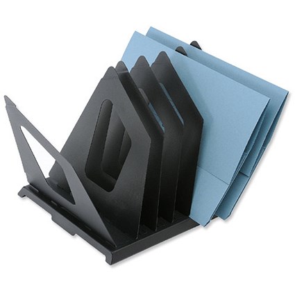 Metal File Sorter with 7 Pivoting Dividers - Black