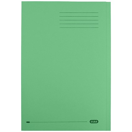 Elba StrongLine Square Cut Folders, 320gsm, Foolscap, Green, Pack of 50