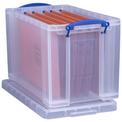 Really Useful Storage Box, 19 Litre, Clear with 10 suspension files