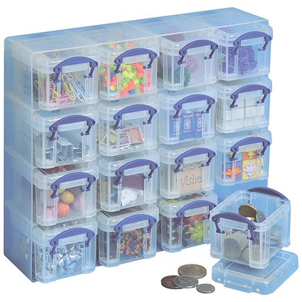 Really Useful Storage Box, 0.14 Litre, Clear, Pack of 16