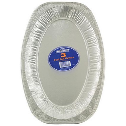 Robinson Young Caterpack Foil Food Platters, Oval, 430mm Diameter, Pack of 3