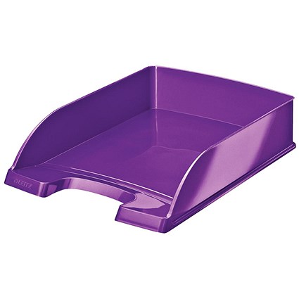 Leitz WOW Bright Stackable Letter Tray - Glossy Metallic Purple