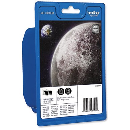 Brother LC1000BKBP2 Black Inkjet Cartridges (Twin Pack)