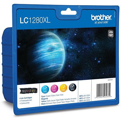 Brother LC1280XLVALBP High Yield Inkjet Cartridge Value Pack - Black, Cyan, Magenta and Yellow (4 Cartridges)