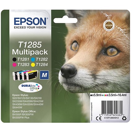 Epson T1285 Ink Cartridge DURABrite Ultra Fox Multipack CMYK C13T12854012