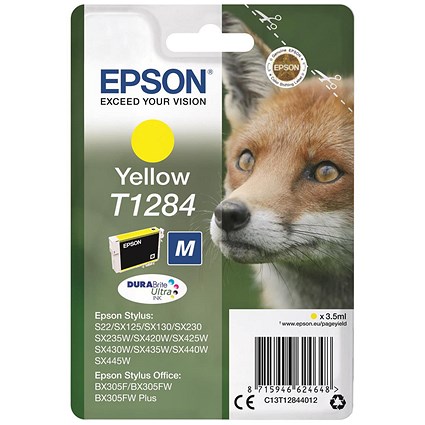 Epson T1284 Ink Cartridge DURABrite Ultra Fox Yellow C13T12844012