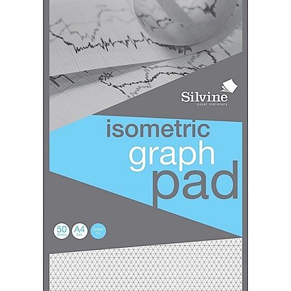 Silvine 5mm Isometric Graph Pad, A4, 90gsm, 50 Sheets