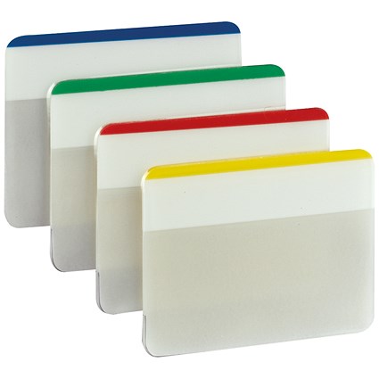 Post-it Strong Flat Index Filing Tabs, Six Each of 4 Colours, Assorted, Pack of 24 X 6
