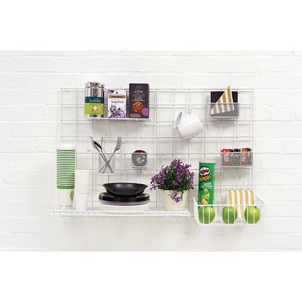 Multifunctional Wall-Store Frame, Includes Hooks, Trays and 2 Shelves, 600x1000mm, White