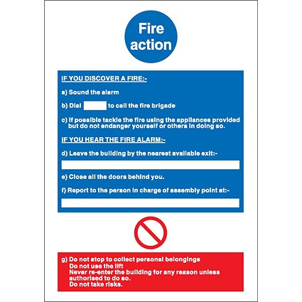 Stewart Superior Fire Action, If you discover fire Sign W210xH297mm Self-adhesive Vinyl