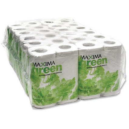 Maxima Green White Recycled Toilet Roll, Pack of 48