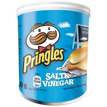 Pringles Salt and Vinegar Crisps - Pack of 12 (40g)