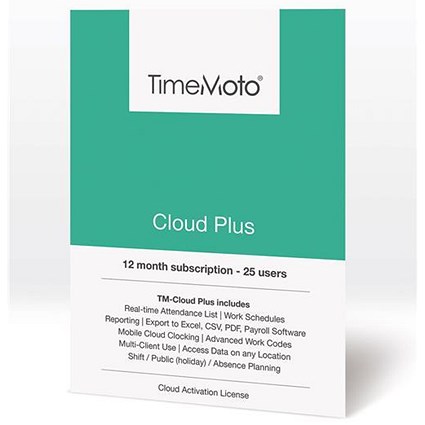 Safescan TimeMoto TM Cloud Plus Time & Attendance System - 25 Users
