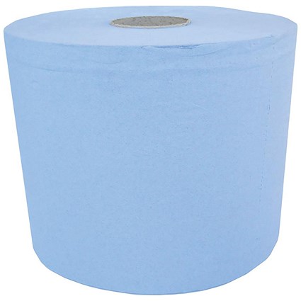 Maxima Centrefeed Rolls, 3-Ply, Blue, Pack of 6