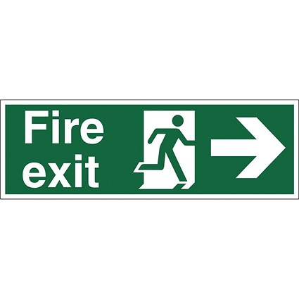Stewart Superior Fire Exit Sign Man and Arrow Right W450xH150mm Self-adhesive Vinyl