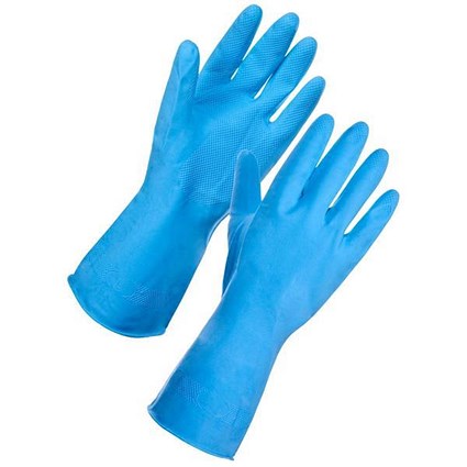 Supertouch Household Latex Gloves, Large, Blue
