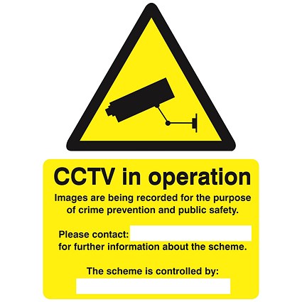 Stewart Superior Caution CCTV Cameras in Operation Sign - 150x200mm