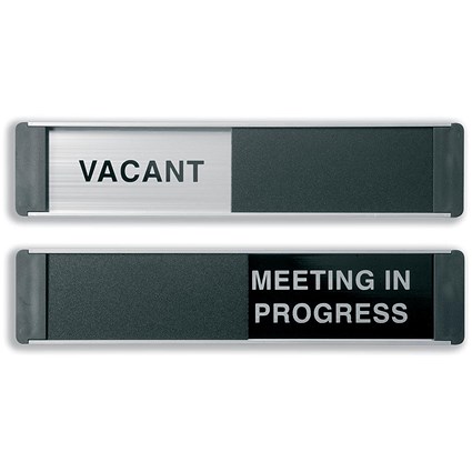Stewart Superior Vacant/Meeting In Progress Door Panel Aluminium/PVC W255xH52mm Self-adhesive
