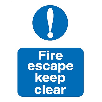 Stewart Superior Fire Escape Keep Clear Sign W150xH200mm Self-adhesive Vinyl