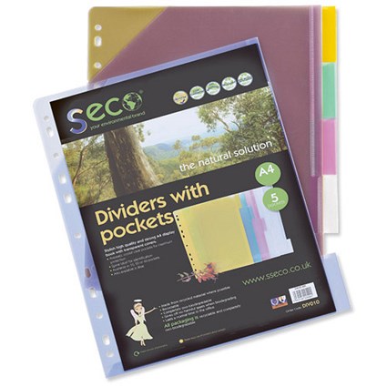 SSeco Dividers / A4 / Assorted / Pack of 5