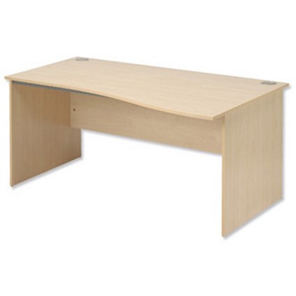 Trexus Classic Desk Wave Panel End Right-hand W1600xD1000-800xH720mm Maple