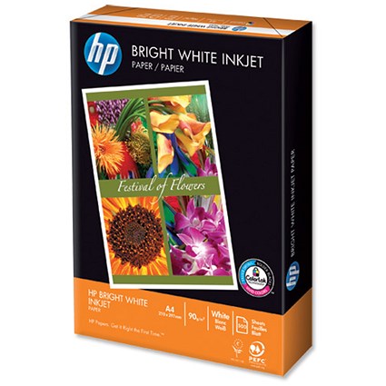 Hewlett Packard [HP] Inkjet Paper 90gsm A4 Bright White [500 Sheets]
