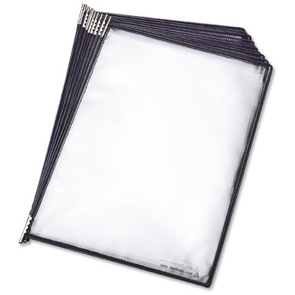Sterifold Pockets PVC Clear Anti-microbial Pivoting for Display System A4 Black [Pack 10]